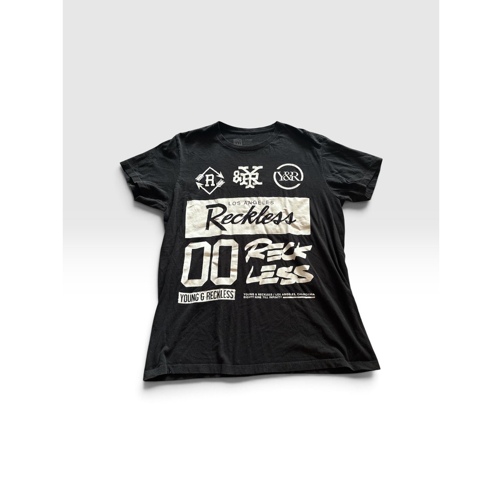 Young & Reckless Mens Large Black Graphic T-Shirt Los Angeles Streetwear Tee